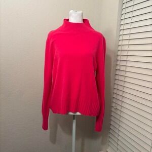 J crew 100% cashmere mock neck hot pink sweater size L